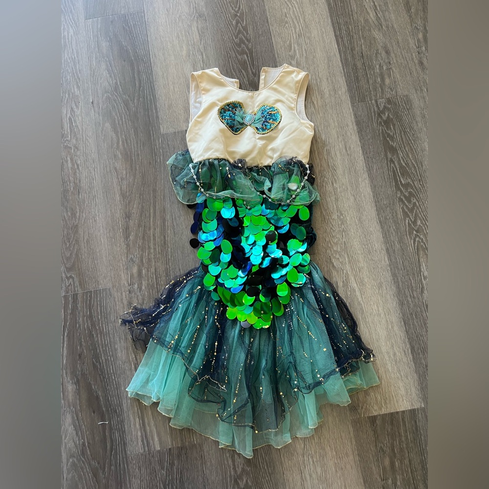 Halloween cosplay costume Mermaid Sequin Kids Costume - Green and Blue